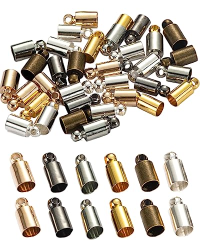 Runde Endkappen für Kordeln mit Schlaufe für Schnur, Wildleder, Kordelstopper, DIY, Halsketten, Armbänder, Verbindungsstücke, Schmuck, Fundstücke, Quastenherstellung, 200 Stück (4 x 9 mm, mehrfarbig) Runde Endkappen für Kordeln mit Schlaufe für Schnur, Wildleder, Kordelstopper, DIY, Halsketten, Armbänder, Verbindungsstücke, Schmuck, Fundstücke, Quastenherstellung, 200 Stück (4 x 9 mm, mehrfarbig) von MSCFTFB