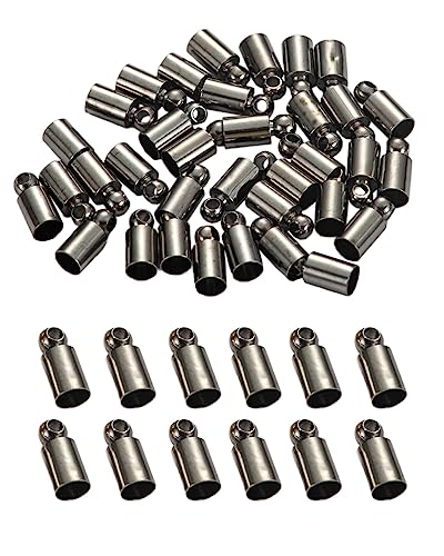 Runde Endkappen für Kordeln mit Schlaufe für Schnur, Wildleder, Kordelstopper, DIY, Halsketten, Armbänder, Verbindungsstücke, Schmuck, Fundstücke, Quastenherstellung, 200 Stück (4 x 9 mm, antikes von MSCFTFB