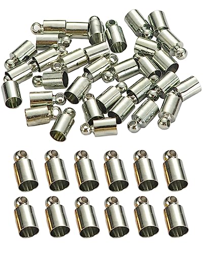 Runde Endkappen für Kordeln mit Schlaufe für Schnur, Wildleder, Kordelstopper, DIY, Halsketten, Armbänder, Verbindungsstücke, Schmuck, Fundstücke, Quastenherstellung, 200 Stück (4 x 9 mm, Antiksilber) von MSCFTFB