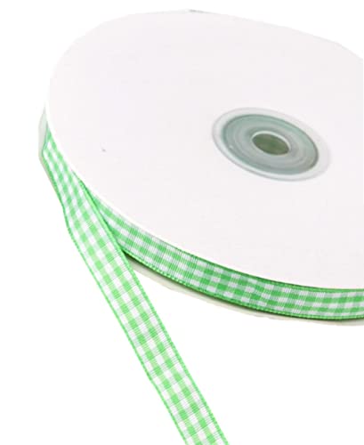 Schmales Gingham-Band, 45,7 m, kariertes Band, Gittermuster, gewebte Spitzenborte für Schmuckherstellung, Geschenkverpackung, Schleifen, Blumenstrauß, Heimdekoration (Meeresschaumgrün) von MSCFTFB