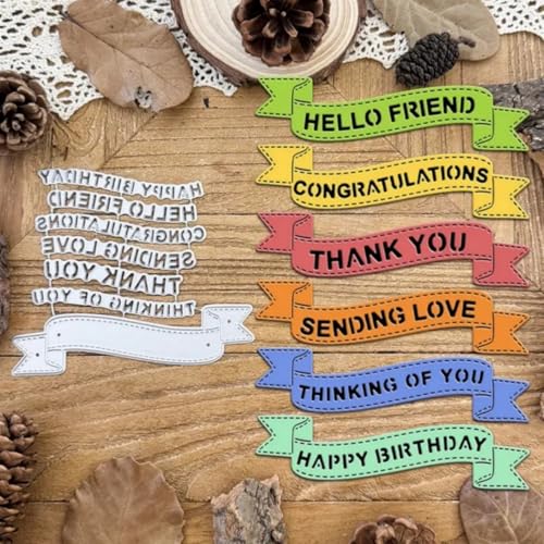 MSCHEFAY 3D-Rahmen-Stanzformen für Kartenherstellung, Metall-Stanzformen, Scrapbooking, Kunst, DIY, Papierhandwerk, Prägung für Party, Hochzeit, Album, Dekoration, (Banner-Set, 10,3 x 9 cm) von MSCHEFAY