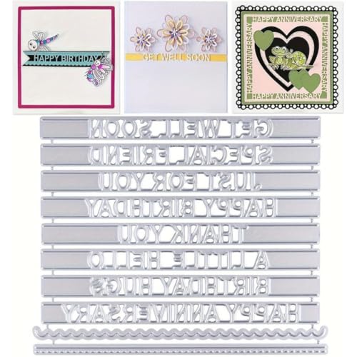 MSCHEFAY 3D-Stanzformen für Kartenherstellung, Metall, Stanzformen, Scrapbooking, Kunst, DIY, Papierhandwerk, Prägung für Party, Hochzeit, Album, Dekoration (Segenswort-Set, 11,4 x 8,9 cm) von MSCHEFAY