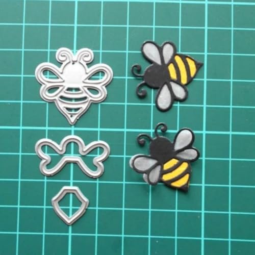MSCHEFAY 3D-Stanzformen für Kartenherstellung, Metall-Stanzformen, Scrapbooking, Kunst, DIY, Papierhandwerk, Prägung für Party, Hochzeit, Album, Dekoration (Biene, 4,5 x 4,3 cm) von MSCHEFAY