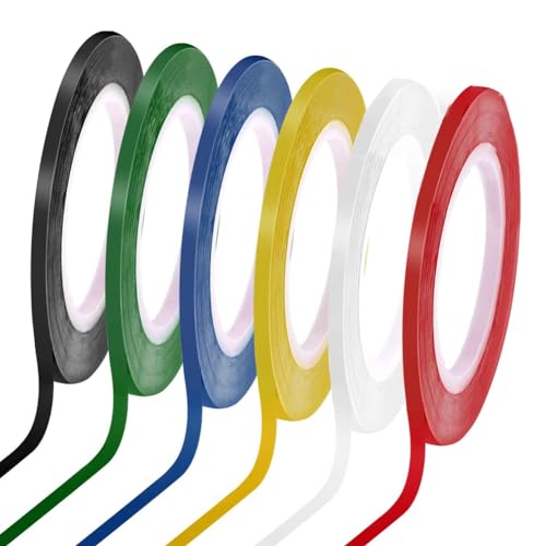MSCHENZW 6 Rollen 1/8 Whiteboard-Klebeband, Dünne Whiteboard-Klebebandlinien, Nadelstreifen, Trocken Abwischbares Kunstband, Isolierband, 108 Fuß Pro Rolle von MSCHENZW