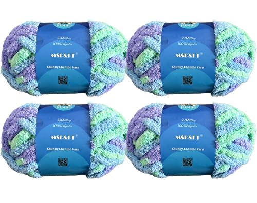 MSD&FT 4 Knäuel dickes Chenille-Garn, Handstrickgarn, 25 m, Blan-Garn zum Selbermachen (202414) von MSD&FT
