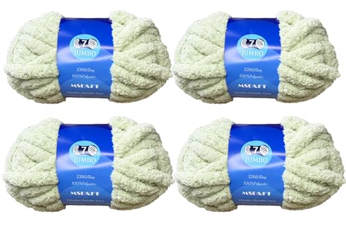 MSD&FT 4 Knäuel grobes Chenille-Garn, Handstrickgarn, 25 m, Blan-Garn zum Selbermachen, Hellgrün, 4 Knäuel MSD&FT 4 Knäuel grobes Chenille-Garn, Handstrickgarn, 25 m, Blan-Garn zum Selbermachen, Hellgrün, 4 Knäuel von MSD&FT