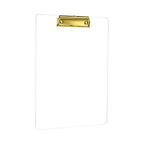 MSDADA Schreibmappe mit Golden Metalklemme, Acryl Transparent Klemmbrett Größe A4 hoch Klemmbrettmappe(1 Stück) von MSDADA