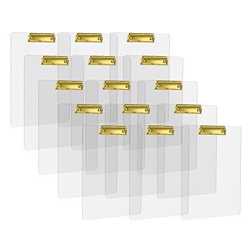 MSDADA Schreibmappe mit Golden Metalklemme, Acryl Transparent Klemmbrett Größe A4 hoch Klemmbrettmappe(15 Stück) von MSDADA