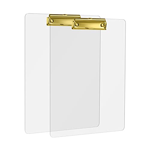 MSDADA Schreibmappe mit Golden Metalklemme, Acryl Transparent Klemmbrett Größe A4 hoch Klemmbrettmappe(2 Stück) von MSDADA
