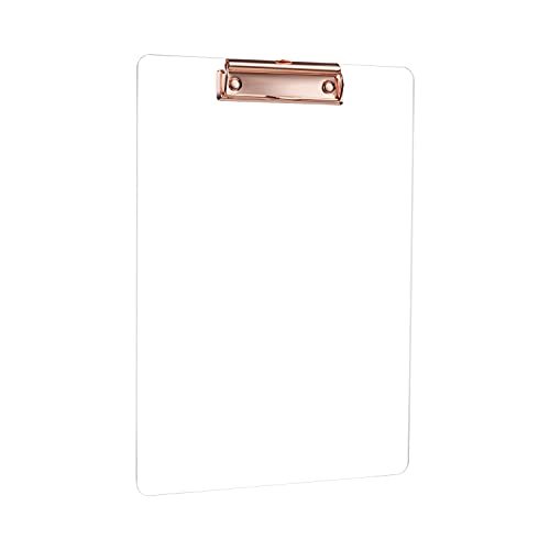 MSDADA Schreibmappe mit Roségold Metalklemme, Acryl Transparent Klemmbrett Größe A4 hoch Klemmbrettmappe(1 Stück) von MSDADA