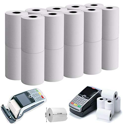 Thermorollen, 57 mm x 40 mm x 12,7 mm, BPA-frei, BPS-frei, Papierrolle, Endlospapier für Kreditkartenmaschinen, PDQ-Rollen (20, 57 mm x 40 mm x 12,7 mm) von MSF
