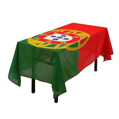 MSFHHA Tischdecke mit Landesstaatsflagge, lichtbeständig, waschbar, Nationalflagge, geeignet für Küche, Esszimmer, Familienfeiern und Veranstaltungen im Freien, 150 x 214 cm (Portugal) von MSFHHA
