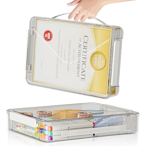 MSHOMELY Transparente Aktenbox, stapelbare Aufbewahrungsbehälter für die Organisation von A4-Papier (2 Stück, 36,1 x 24,1 x 6,6 cm) von MSHOMELY