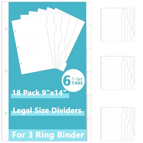 Registerkarten für Rechtsgröße, 22,9 x 35,6 cm, 3 Ringbücher, legale Größe, Ordner-Trennblätter, Weiß, Registerkarten, 6 Trennblätter mit 2 leeren Karten für Büro Registerkarten für Rechtsgröße, 22,9 x 35,6 cm, 3 Ringbücher, legale Größe, Ordner-Trennblätter, Weiß, Registerkarten, 6 Trennblätter mit 2 leeren Karten für Büro von MSHUNKEJI