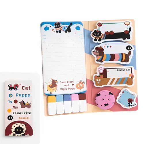 440 Niedliche Haftnotizen Set - Katzen & Welpe (Mein Lieblingstier) Selbstklebende Haftnotizen Index-Tabs Multifunktions Haftnotizen Set - Geeignet für Büro, Schule, Zuhause von MSLSOZ