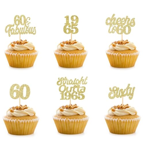 60 Geburtstag Cupcake Topper Gold Glitzer Party Kuchen Dekorationen 24 Stück 60 Geburtstag Cupcake Topper Gold Glitzer Party Kuchen Dekorationen 24 Stück von MSLSOZ