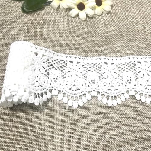 7,5 cm breite Spitzenborte mit ausgehöhltem Design, 4,5 m pro Packung, breites Band aus Baumwolle, weiße Spitzenborte – für Hochzeitskleid-Dekoration, Geschenk & Party-Ornament, DIY-Näharbeiten 7,5 cm breite Spitzenborte mit ausgehöhltem Design, 4,5 m pro Packung, breites Band aus Baumwolle, weiße Spitzenborte – für Hochzeitskleid-Dekoration, Geschenk & Party-Ornament, DIY-Näharbeiten von MSLSOZ