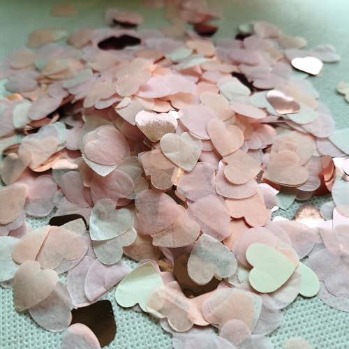 MSLSOZ 9000 Stück Konfetti in Herzform (Rosa, Weiß, Roségold, Hellrosa), 4 Farben Konfetti, 2,5 cm, romantische Papierdekoration für Hochzeit, Valentinstag, Jahrestag, Geburtstag von MSLSOZ