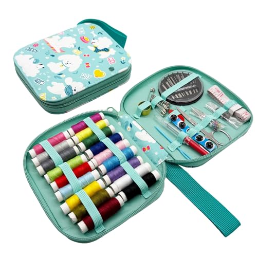 MSLSOZ Welpenmuster-Nähsets, doppelseitiges bedrucktes Nähset für Erwachsene, tragbares Nähset, komplettes Nadel- und Fadenset für Zuhause, Reisen und Notfall, DIY schnelle Reparaturen von MSLSOZ