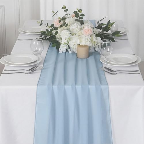 Chiffon, Blaue Tischdecke, modern, schlicht, romantisch, Hochzeitsdekoration, Tischdecke für Geburtstagsfeier, Hochzeitsfeier, Dekoration, transparenter Stoff, 75 x 304 cm (Hellblau) von MSPEBEC