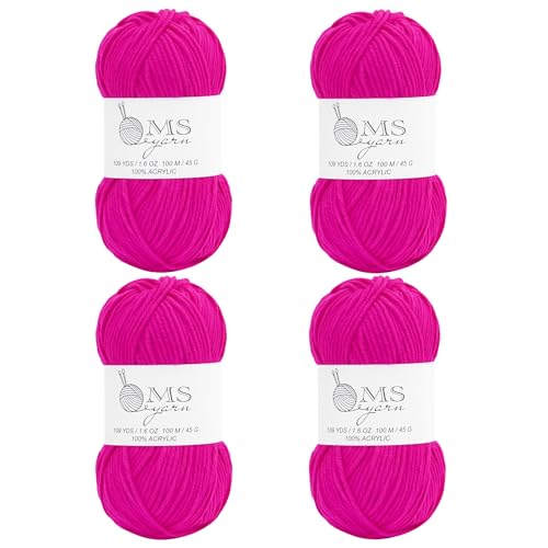 Häkelgarn aus Acryl, 400 m, 4 Stück, je 45 g, weiches Garn zum Häkeln und Stricken, Basteln Häkelgarn aus Acryl, 400 m, 4 Stück, je 45 g, weiches Garn zum Häkeln und Stricken, Basteln von MSyarn