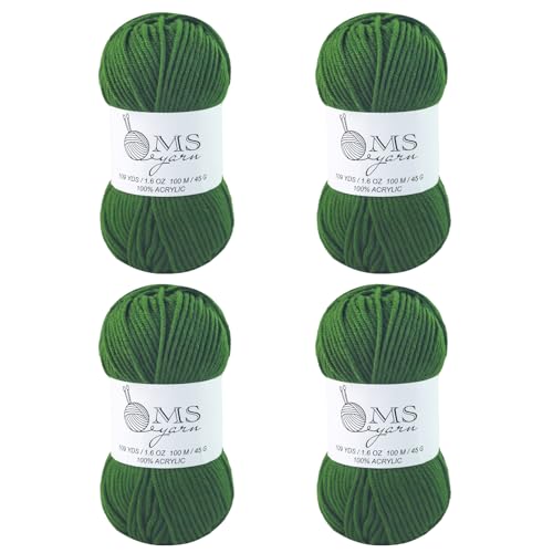 Häkelgarn aus Acryl, Grün, 400 m, 4 Stück, je 45 g, weiches Garn zum Häkeln und Stricken, Basteln Häkelgarn aus Acryl, Grün, 400 m, 4 Stück, je 45 g, weiches Garn zum Häkeln und Stricken, Basteln von MSyarn