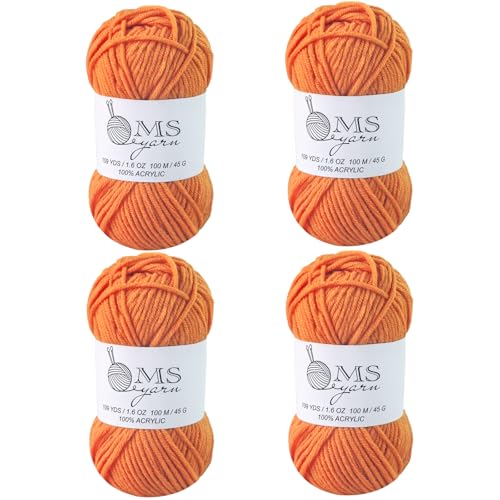 Häkelgarn aus Acryl, Orange, 400 m, 4 Stück, je 45 g, weiches Garn zum Häkeln und Stricken, Basteln Häkelgarn aus Acryl, Orange, 400 m, 4 Stück, je 45 g, weiches Garn zum Häkeln und Stricken, Basteln von MSyarn