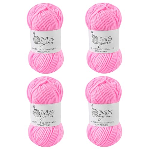 Häkelgarn aus Acryl, Rosa, 400 m, 4 Stück, je 45 g, weiches Garn zum Häkeln und Stricken, Basteln Häkelgarn aus Acryl, Rosa, 400 m, 4 Stück, je 45 g, weiches Garn zum Häkeln und Stricken, Basteln von MSyarn
