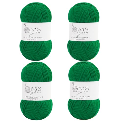 Häkelgarn aus Acryl, Smaragdgrün, 400 m, 4 Stück, je 45 g, weiches Garn zum Häkeln und Stricken, DIY Handwerk Häkelgarn aus Acryl, Smaragdgrün, 400 m, 4 Stück, je 45 g, weiches Garn zum Häkeln und Stricken, DIY Handwerk von MSyarn