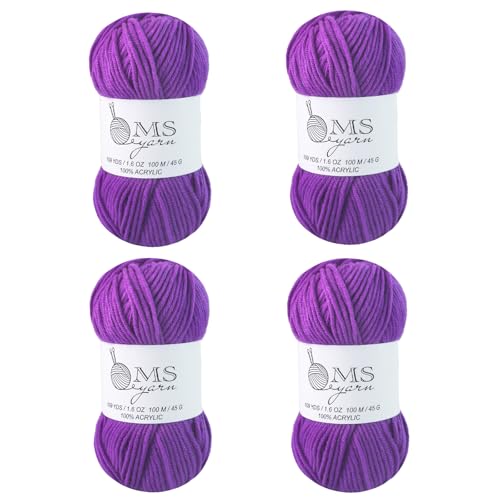 Häkelgarn aus Acryl, Violett, 400 m, 4 Stück, je 45 g, weiches Garn zum Häkeln und Stricken, Basteln Häkelgarn aus Acryl, Violett, 400 m, 4 Stück, je 45 g, weiches Garn zum Häkeln und Stricken, Basteln von MSyarn