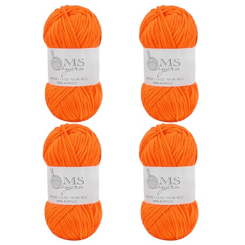 Häkelgarn aus Acryl, hellorange, 400 m, 4 Stück, je 45 g, weiches Garn zum Häkeln und Stricken, Basteln Häkelgarn aus Acryl, hellorange, 400 m, 4 Stück, je 45 g, weiches Garn zum Häkeln und Stricken, Basteln von MSyarn