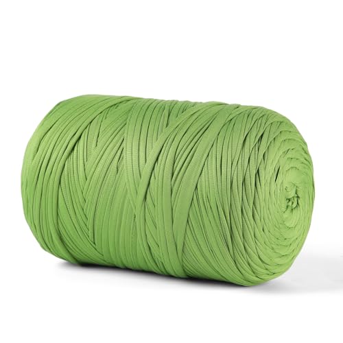 MSyarn T-Shirt-Garn, 800 g, Stretch-T-Shirt-Stoff zum Häkeln von Taschen/Korb/Heimdekoration, dickes Garn mit Polyester-Spandex-Mischung (Avocado-Grün) von MSyarn