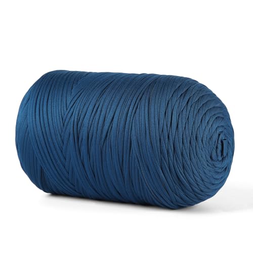MSyarn T-Shirt-Garn, 800 g, Stretch-T-Shirt-Stoff zum Häkeln von Taschen/Korb/Heimdekoration, dickes Garn mit Polyester-Spandex-Mischung (Jeansblau) von MSyarn