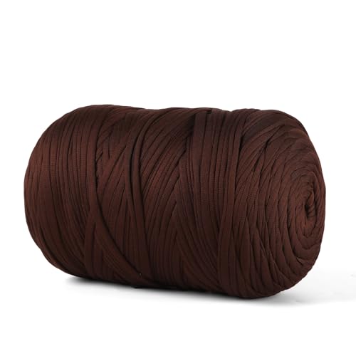 MSyarn T-Shirt-Garn, 800 g, Stretch-T-Shirt-Stoff zum Häkeln von Taschen/Korb/Heimdekoration, dickes Garn mit Polyester-Spandex-Mischung (Kaffee) von MSyarn