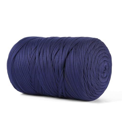 MSyarn T-Shirt-Garn, 800 g, Stretch-T-Shirt-Stoff zum Häkeln von Taschen/Korb/Heimdekoration, dickes Garn mit Polyester-Spandex-Mischung (Marineblau) von MSyarn