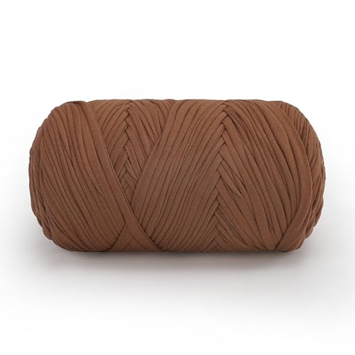 MSyarn T-Shirt-Garn, T-Shirt-Häkelgarn für Häkeltaschen, Bastelprojekte, Heimdekoration, 400 g, 110 m, Häkeln mit Polyester-Spandex-Mischgewebe, Stretch-Stoff (Khaki) von MSyarn