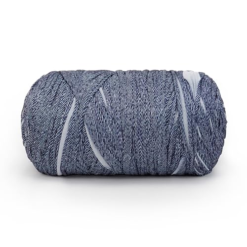 MSyarn T-Shirt-Garn, T-Shirt-Häkelgarn für Häkeltaschen, Bastelprojekte, Heimdekoration, 400 g, 110 m, Häkeln mit Polyester-Spandex-Mischgewebe, Stretch-Stoff (blaue Streifen), 400 g von MSyarn