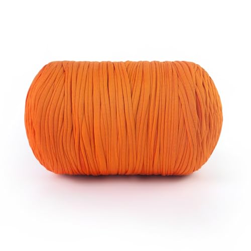 T-Shirt-Garn, 800 g, Stretch-T-Shirt-Stoff zum Häkeln von Taschen/Korb/Heimdekoration, dickes Garn mit Polyester-Spandex-Mischung (Orange) von MSyarn
