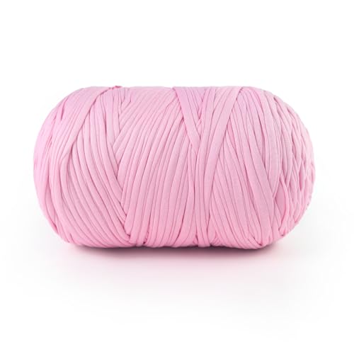 T-Shirt-Garn, 800 g, Stretch-T-Shirt-Stoff zum Häkeln von Taschen/Korb/Heimdekoration, dickes Garn mit Polyester-Spandex-Mischung (Rosa) von MSyarn