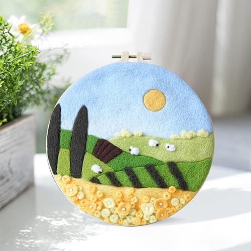 MT Majami Nadelfilzen DIY Wollfilzbild Felder Wiesen Herbst Ø 18 cm Gemälde Wanddekoration Freizeitspaß Erwachsene Jugendliche MT Majami Nadelfilzen DIY Wollfilzbild Felder Wiesen Herbst Ø 18 cm Gemälde Wanddekoration Freizeitspaß Erwachsene Jugendliche von MT Majami