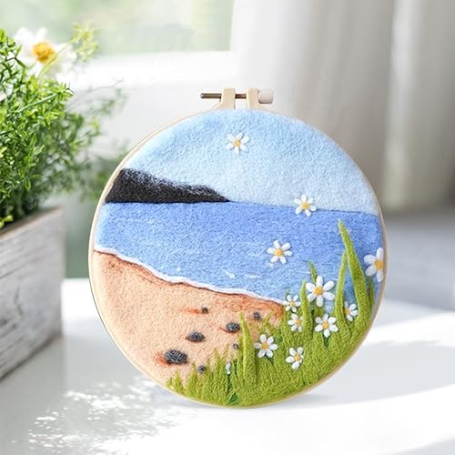 MT Majami Nadelfilzen DIY Wollfilzbild Strand Meerblick Ø 18 cm Gemälde Wanddekoration Freizeitspaß Erwachsene Jugendliche MT Majami Nadelfilzen DIY Wollfilzbild Strand Meerblick Ø 18 cm Gemälde Wanddekoration Freizeitspaß Erwachsene Jugendliche von MT Majami