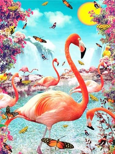 Malen nach Zahlen Erwachsene Flamingo 40x50 cm Paint by Numbers ohne Rahmen DIY Öl Acryl Leinwand Bild Dekoration von MT Majami