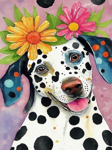 Malen Nach Zahlen Erwachsene,Anfänger DIY Handgemalt Ölgemälde Kit für Anfänger und Erwachsene Mit 3-Pinseln und Acrylfarbe,Ohne Rahmen 30 x 40 cm - Tiere,Gefleckte Hund und Blumen Malen Nach Zahlen Erwachsene,Anfänger DIY Handgemalt Ölgemälde Kit für Anfänger und Erwachsene Mit 3-Pinseln und Acrylfarbe,Ohne Rahmen 30 x 40 cm - Tiere,Gefleckte Hund und Blumen von MT13478-DE