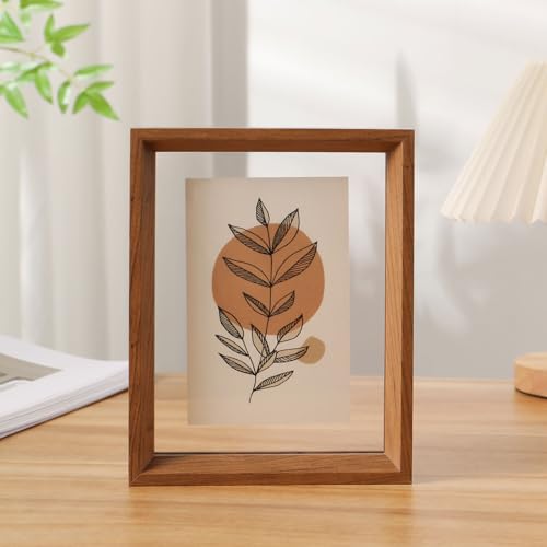 MTADSBKFP Display-Fotorahmen, Doppelseitiger Bilderrahmen aus Acryl und Holz for Postkarten, Gedenkfotos, Proben, Mehrfarbig, mehrere Größen(Brown,7 inches) von MTADSBKFP