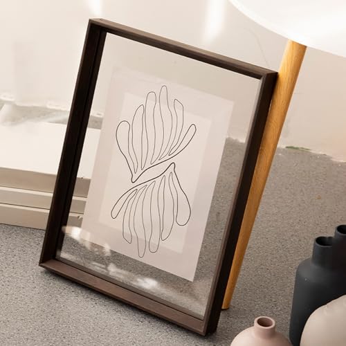 MTADSBKFP Display-Fotorahmen, Doppelseitiger transparenter Acryl-Holz-Bilderrahmen, mehrfarbiges Holz, mehrere Größen(Black Walnut,[Inner Size 60 * 80cm] Wall Hanging) von MTADSBKFP