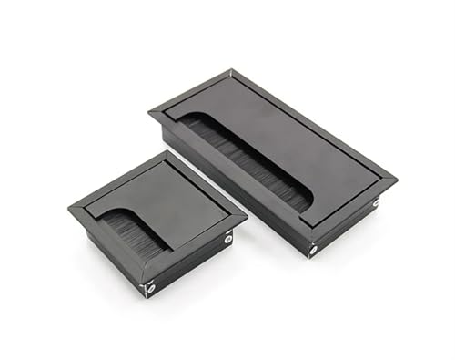 MTADSBKFP Kunststoff-Kabelverschraubungen für Schreibtische, 1 stücke Quadrat Rechteck Aluminium Büro Tisch Schreibtisch PC Schrank Draht Kabel Loch Klappe Pinsel Tülle Abdeckung(Black,W80L80 MM) von MTADSBKFP