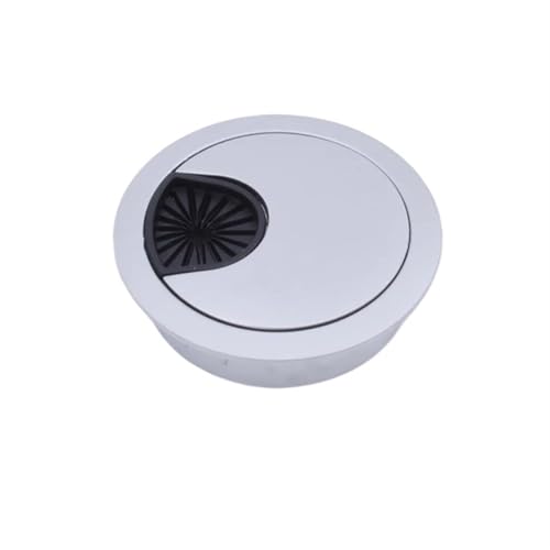 MTADSBKFP Kunststoff-Kabelverschraubungen für Schreibtische, 1 stücke Zink-Legierung Runde Outlet Port PC Computer Schreibtisch Büro Zubehör Kabel Pass Abdeckung(Pearl Chrome,60mm) von MTADSBKFP