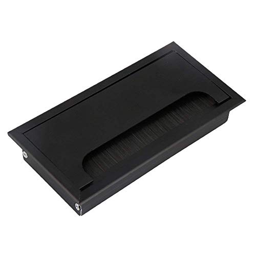 MTADSBKFP Kunststoff-Kabelverschraubungen für Schreibtische, 2pc Aluminium Legierung Tisch Schreibtisch Rechteck Draht Kabel Tülle Loch Abdeckung Outlet Port Mit Schwarz Pinsel(Black,80x80mm) von MTADSBKFP