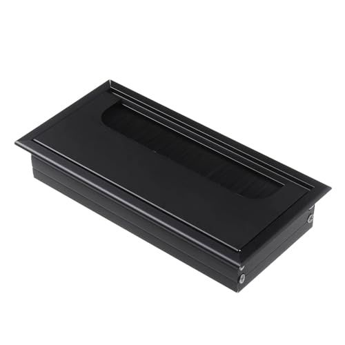 MTADSBKFP Kunststoff-Kabelverschraubungen für Schreibtische, Aluminiumlegierung-Auslassanschluss mit schwarzer Bürste for PC-Bürotisch, Schreibtisch, Tischtülle, Kabel(Black,80x275mm) von MTADSBKFP