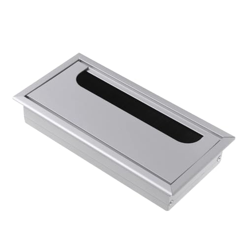 MTADSBKFP Kunststoff-Kabelverschraubungen für Schreibtische, Aluminiumlegierung-Auslassanschluss mit schwarzer Bürste for PC-Bürotisch, Schreibtisch, Tischtülle, Kabel(Silver,80x275mm) von MTADSBKFP
